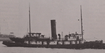 SS Keshena, photo courtesy of SSHSA coll'n, UofB Lib, via Moore. The tug is alongside a barge who's stern deckhouse appears to be part of Keshena.